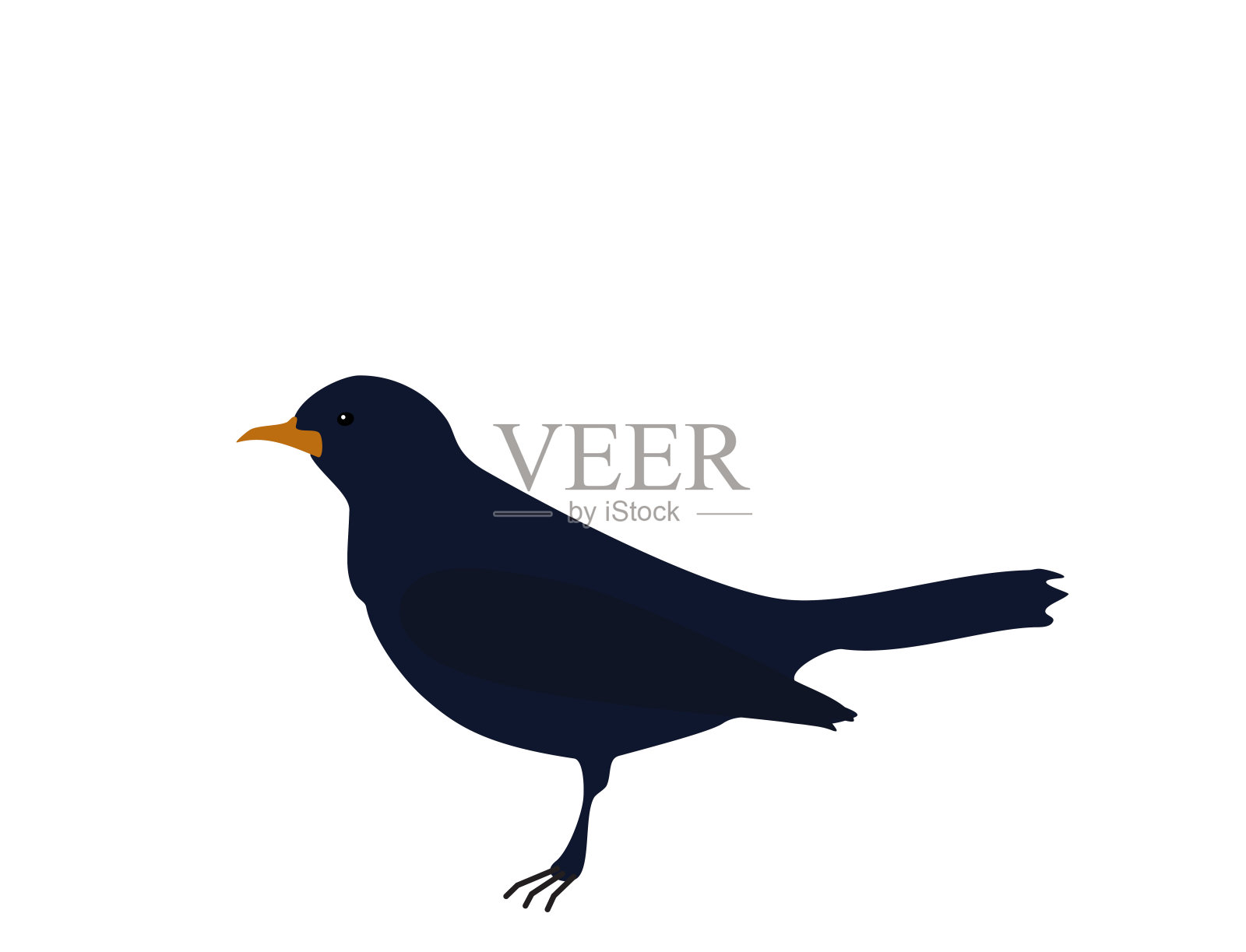 深蓝色鸟，白色背景，平面设计设计元素图片