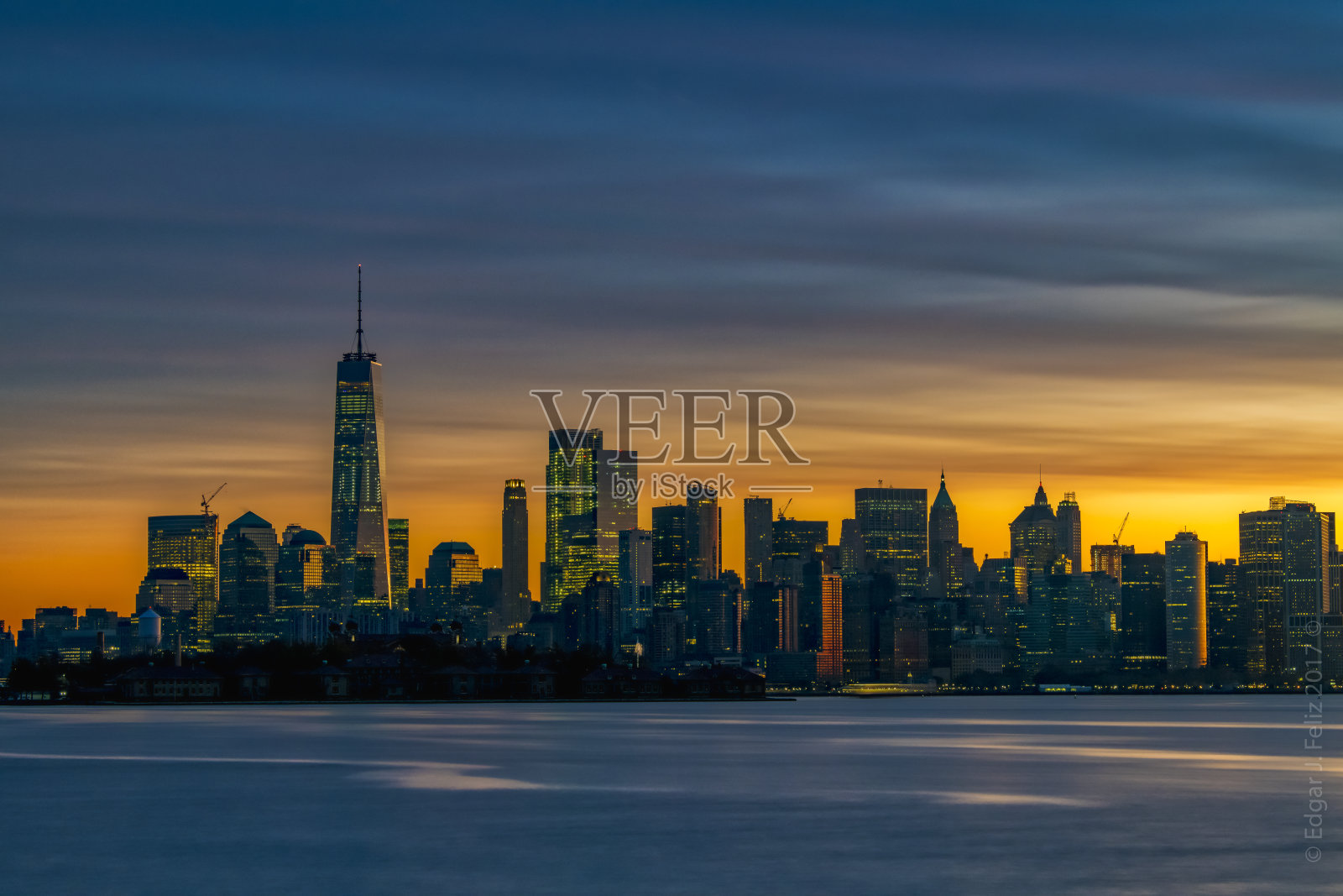 清晨从泽西城俯瞰曼哈顿照片摄影图片