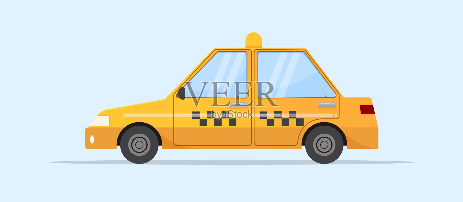 出租车的车。黄色出租车出租车矢量图，公共交通。孤立的设计元素图片