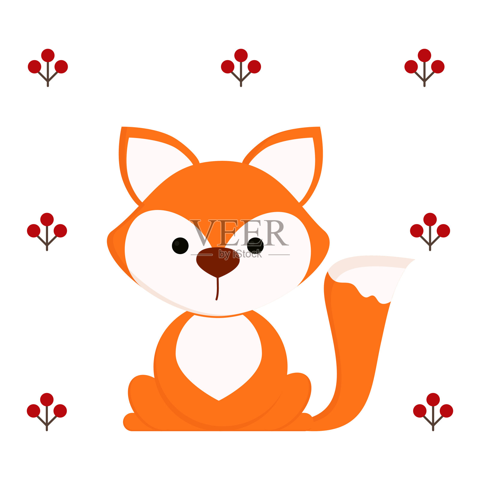 可爱的狐狸在白色的背景设计元素图片