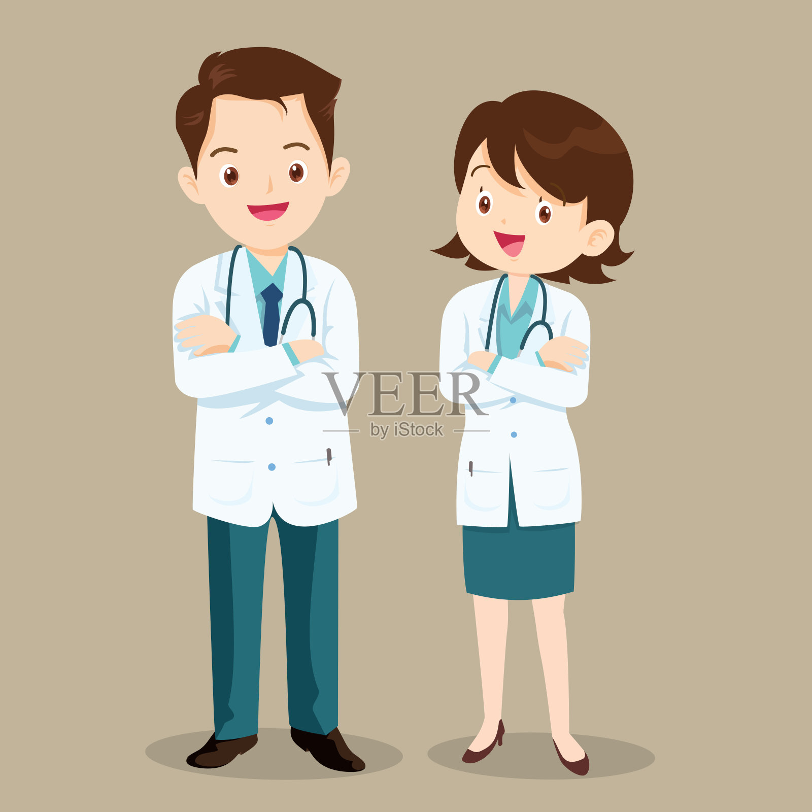 医生性格男人和女人插画图片素材