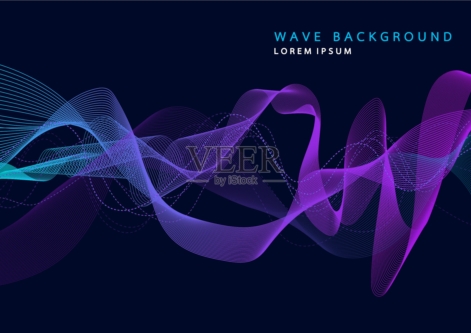 动态粒子声波的抽象背景。波的音乐原声唱片。矢量图插画图片素材