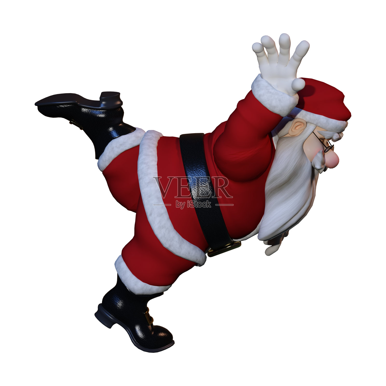 3D渲染圣诞老人在白色运动插画图片素材