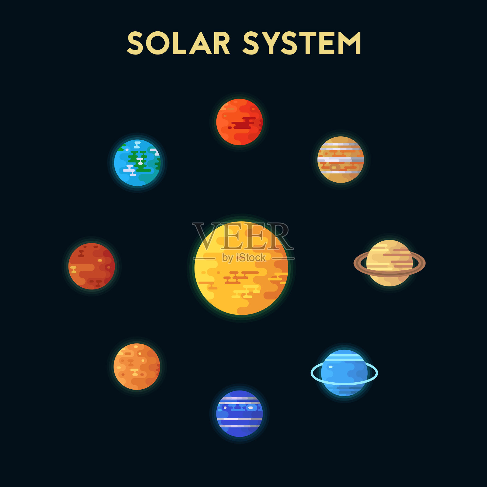 太阳系插图。插画图片素材