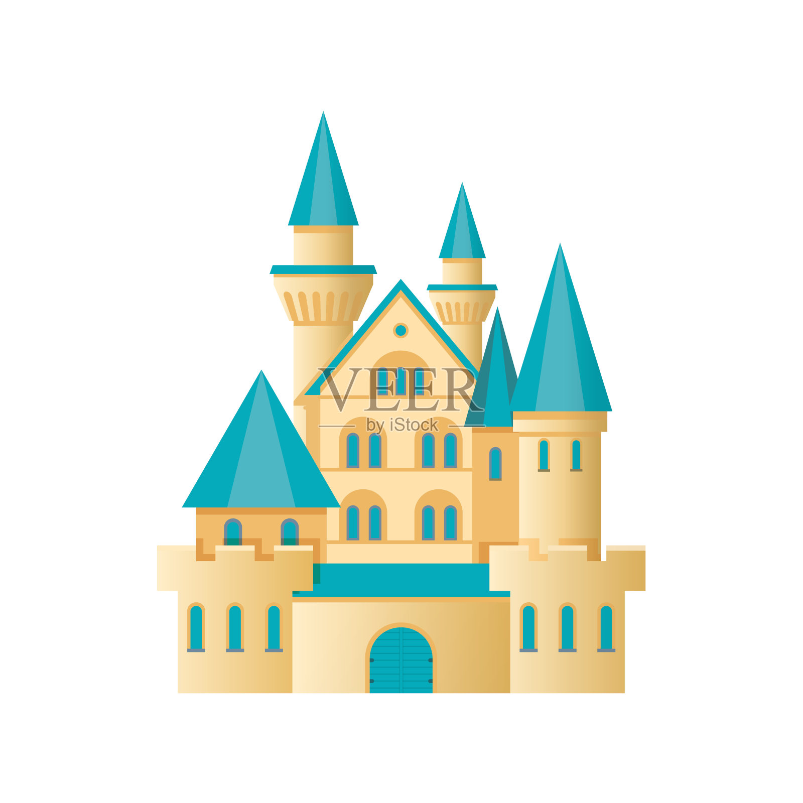 城堡要塞，城堡建筑。中世纪的石头堡垒。孩子的游戏插画图片素材