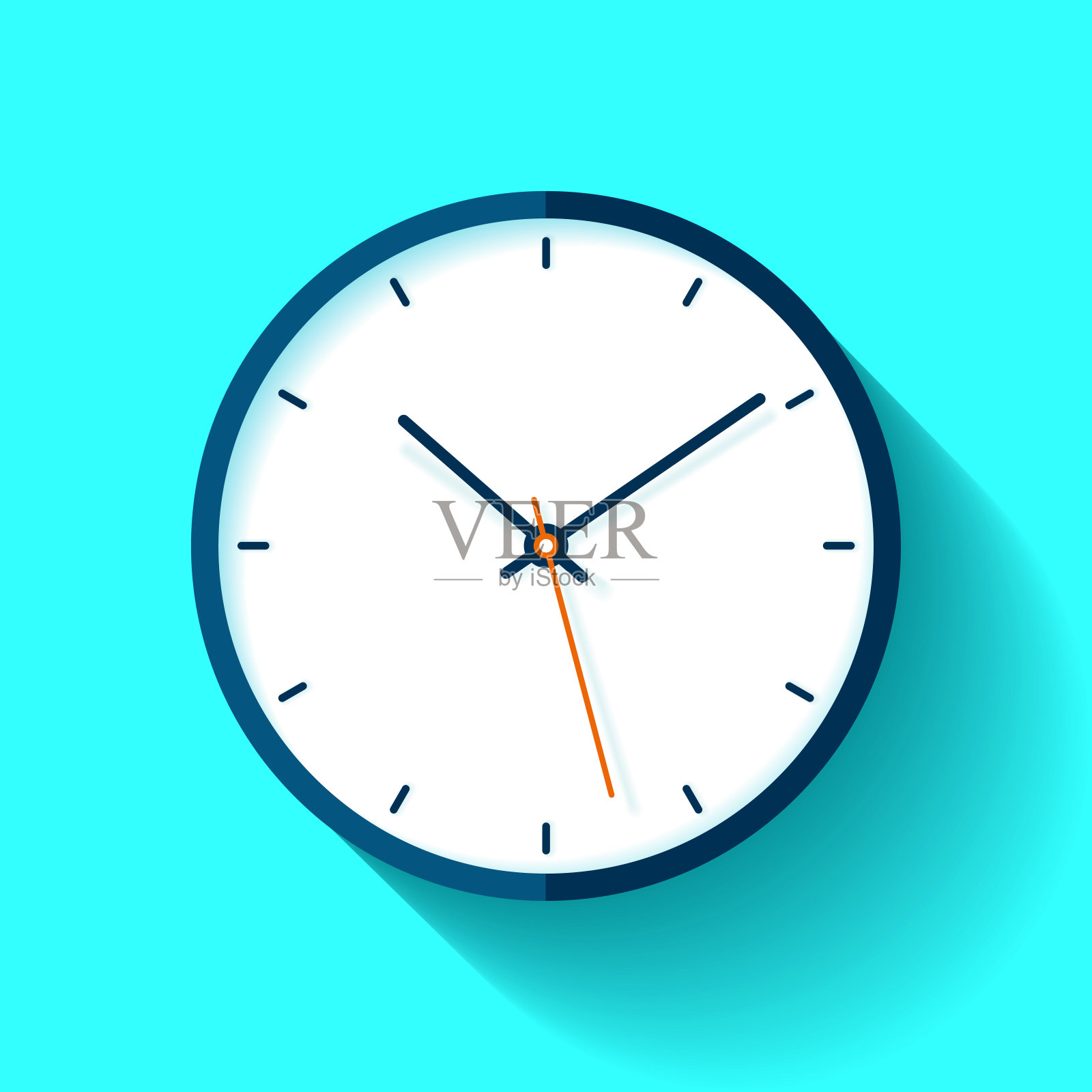 时钟图标在平面风格，计时器在绿松石背景。业务表。矢量设计元素为您的项目设计元素图片