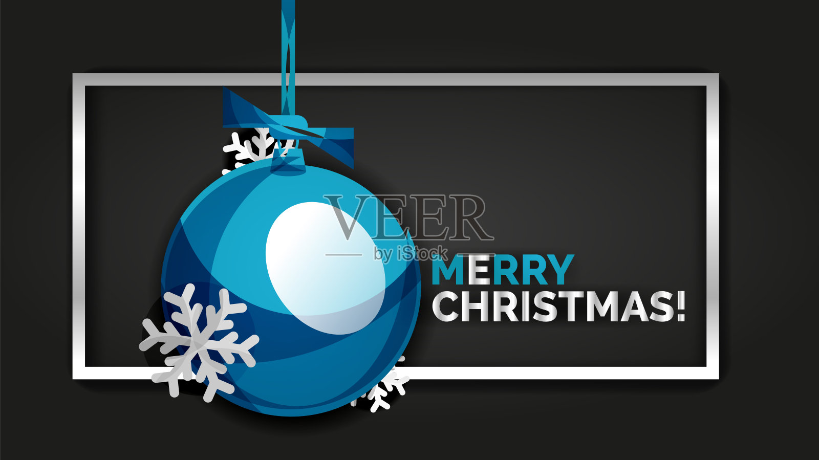 圣诞和新年横幅卡片，圣诞球，黑色背景插画图片素材