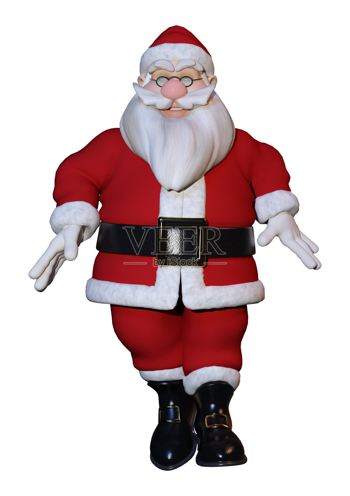 3D渲染圣诞老人在白色插画图片素材