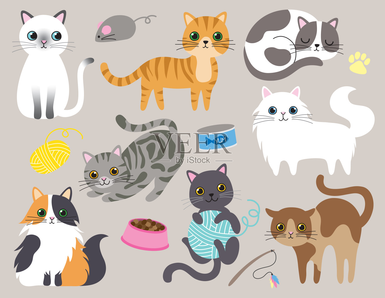 可爱的小猫猫矢量插图插画图片素材