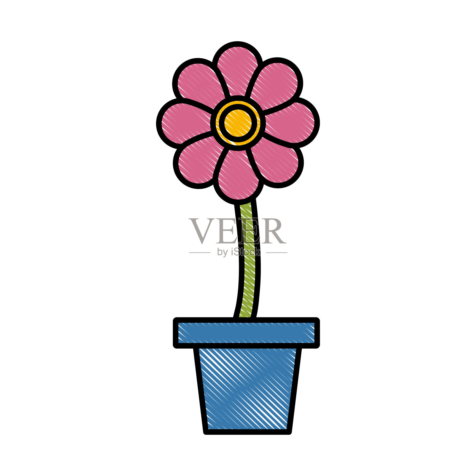 花盆中的花朵象征设计元素图片