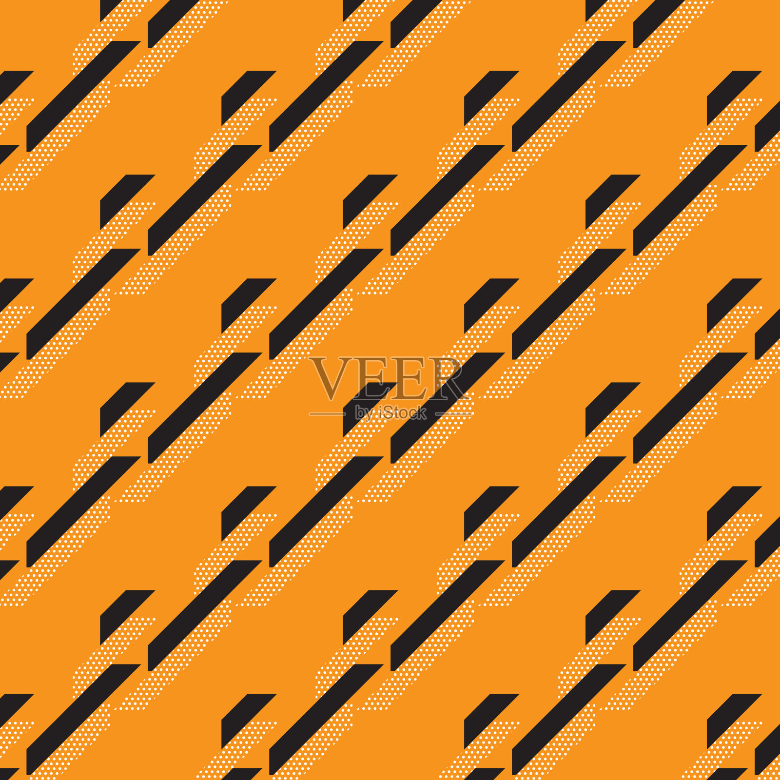 黑白点矩形对角条纹图案橙色背景插画图片素材