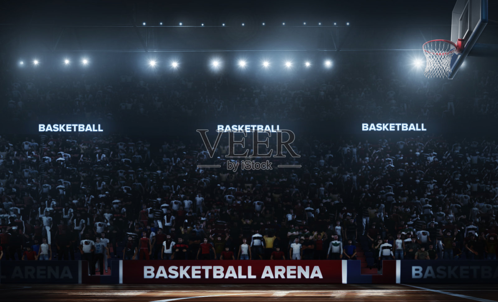 3D的职业篮球竞技场。插画图片素材