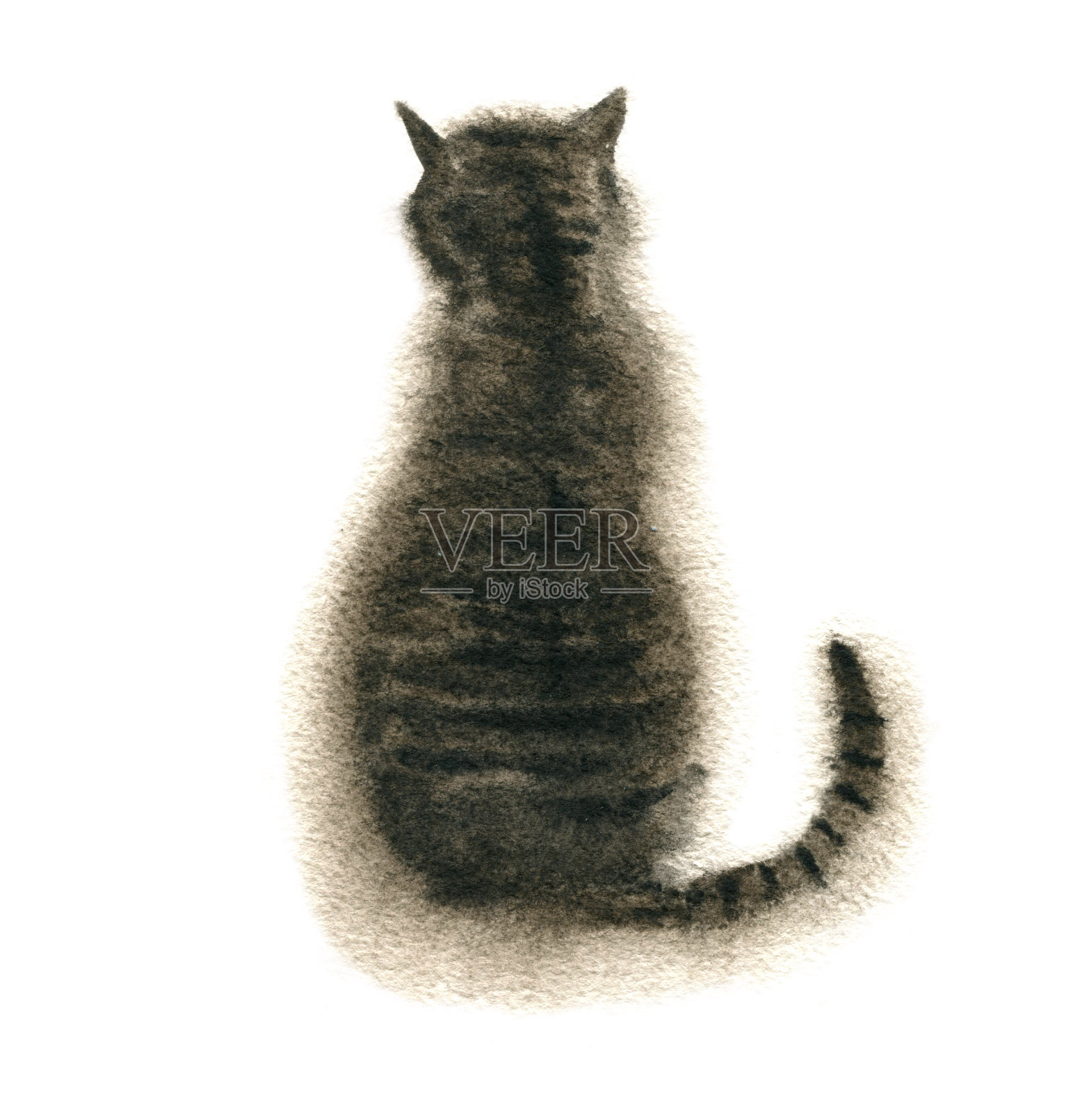 水彩绘画的猫设计元素图片