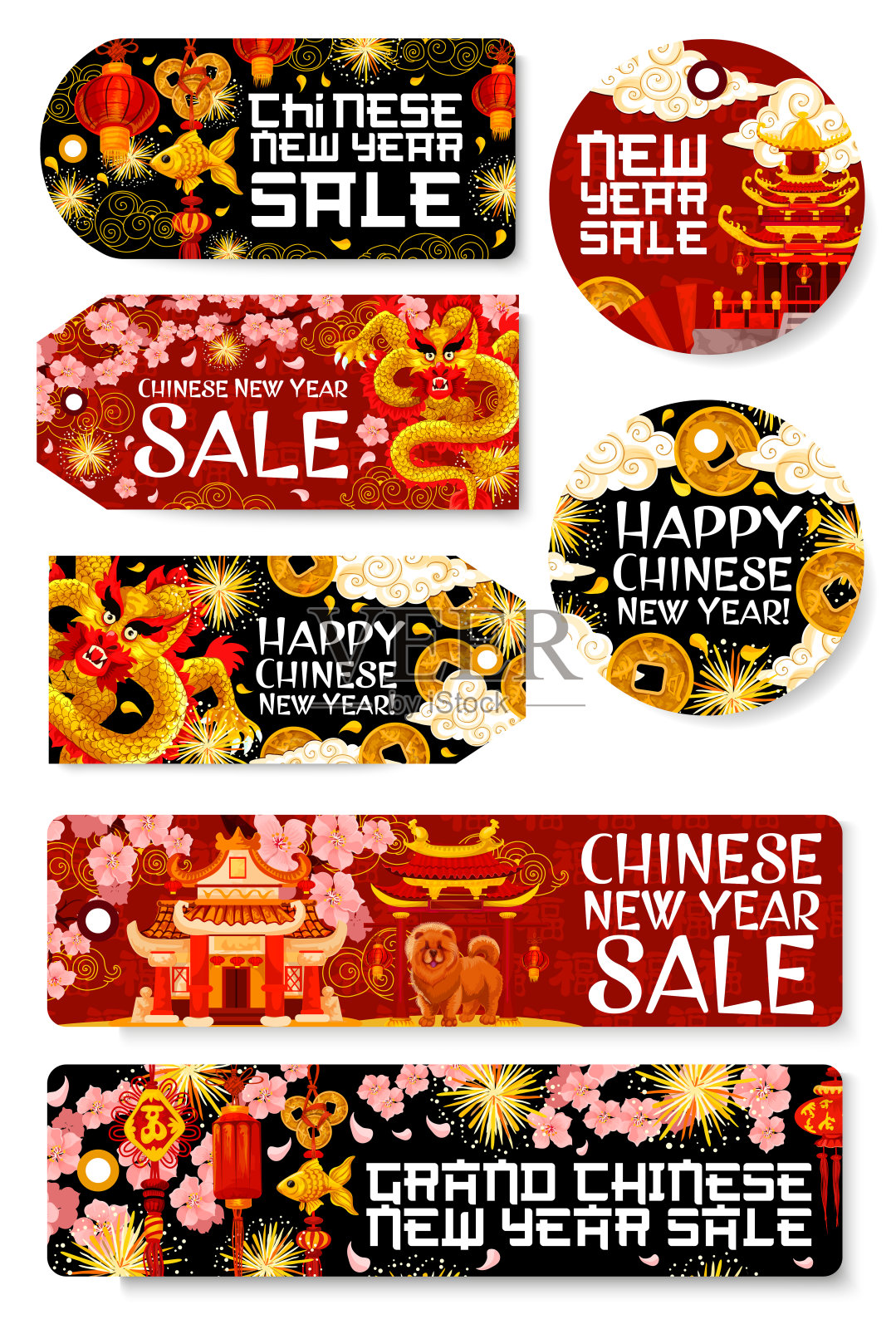 中国新年销售矢量购物标签设计元素图片