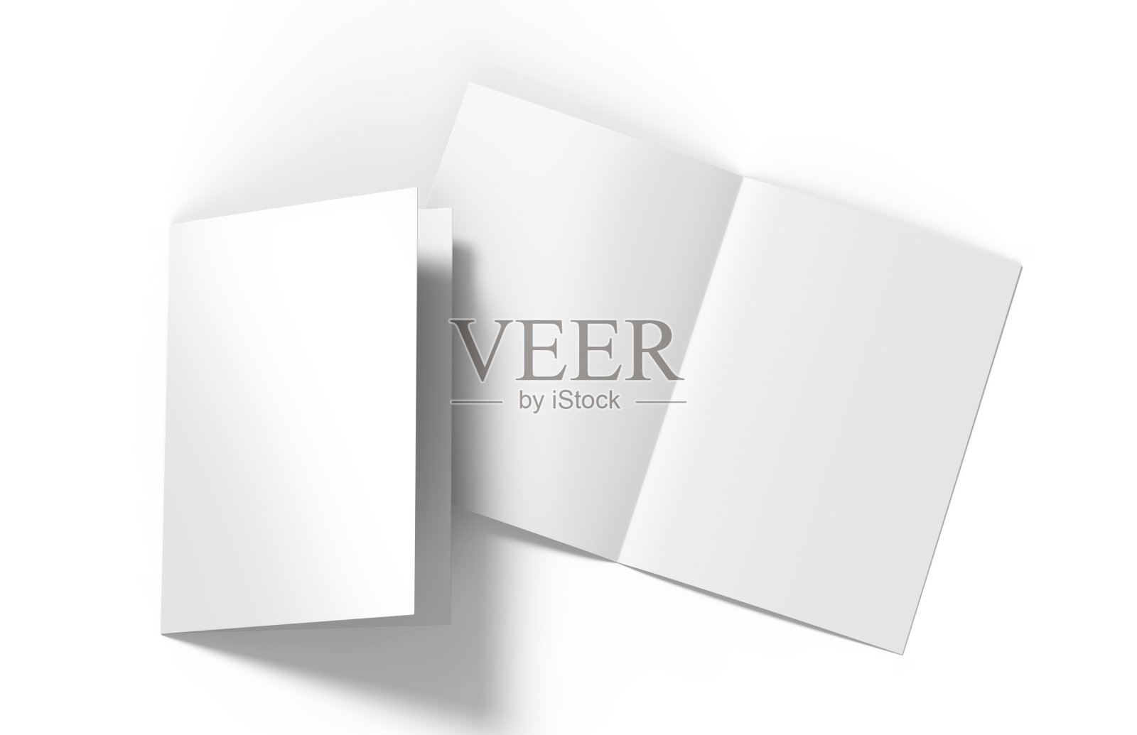 A3 A4 A5半折或折叠宣传册空白白色模板，用于模拟和演示设计。三维演示照片摄影图片
