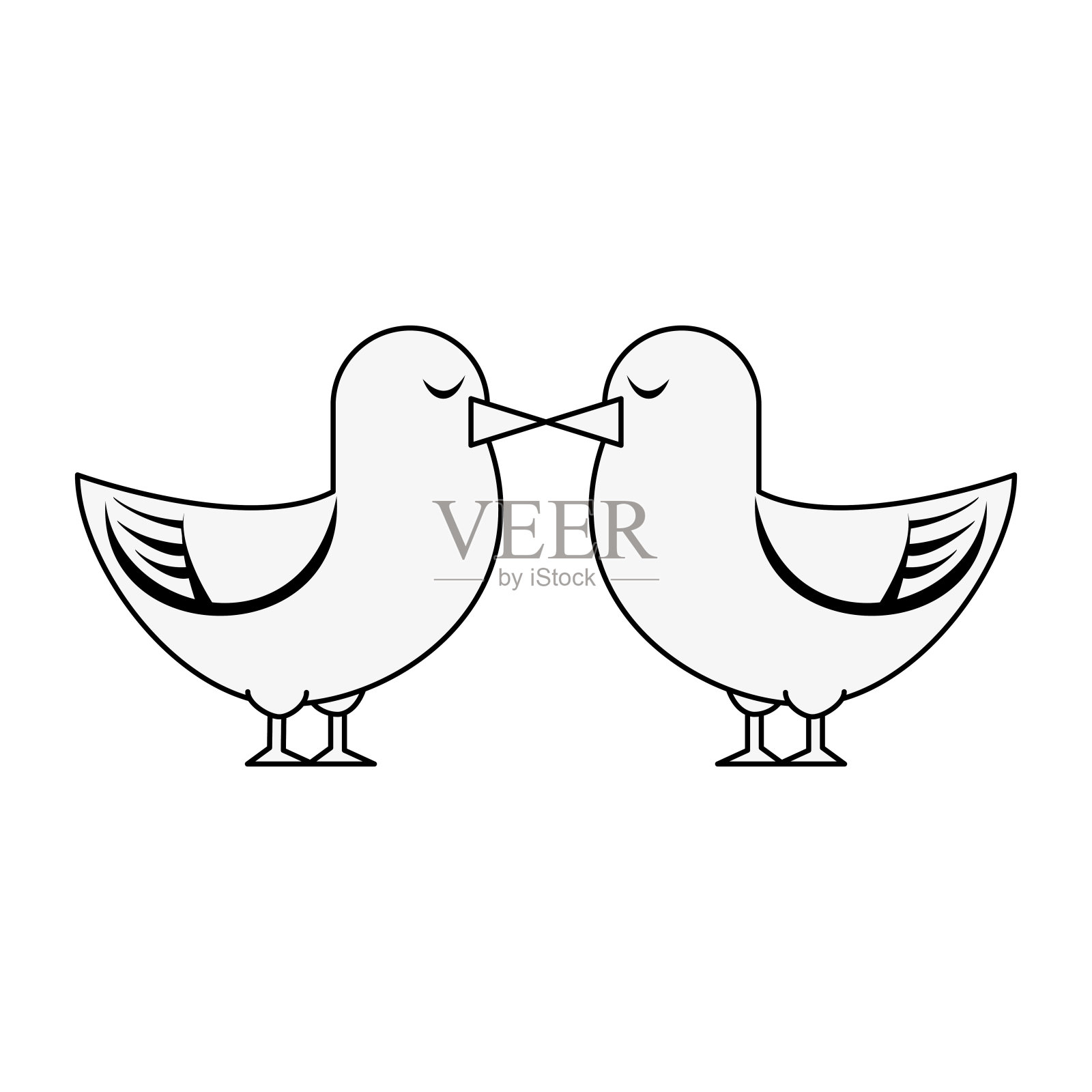 可爱的恋爱中的鸽子插画图片素材