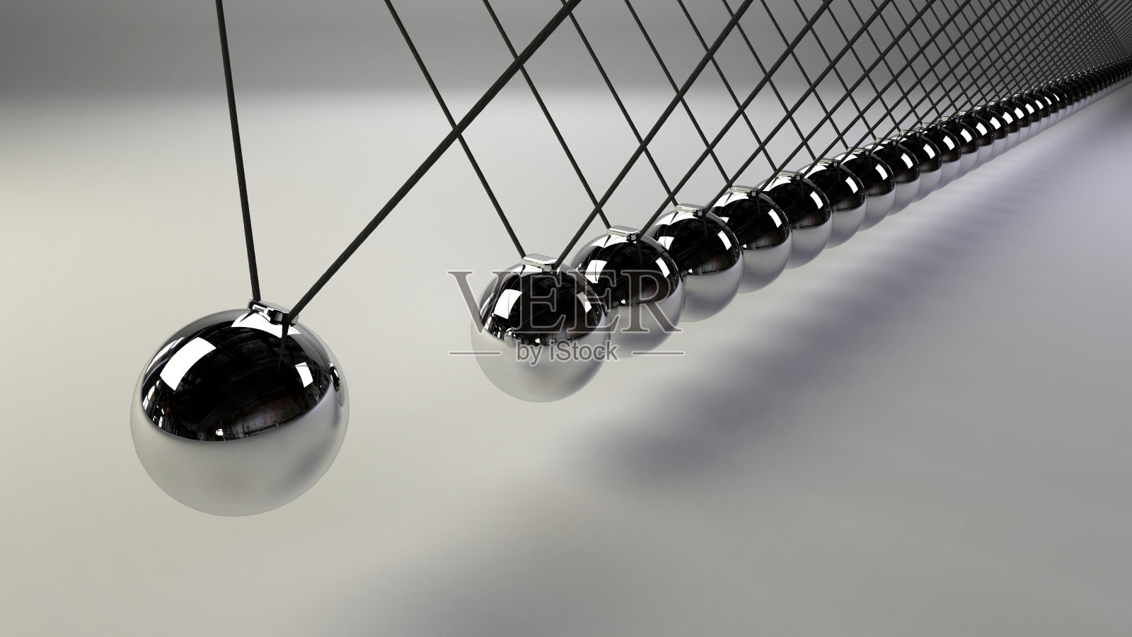 因果概念，白色背景上无限钢铁牛顿的摇篮(3d插图)照片摄影图片