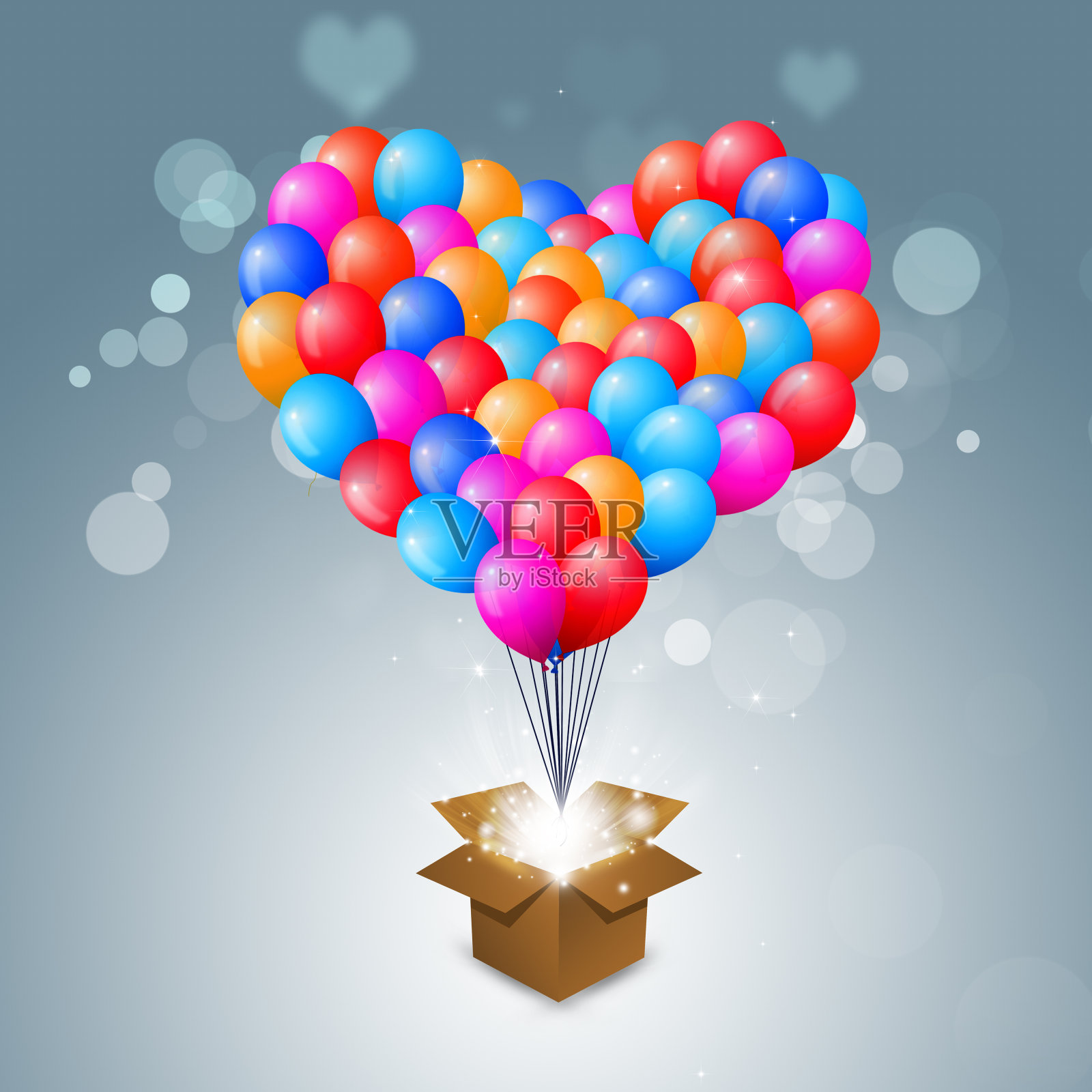 情人节心形气球插画图片素材