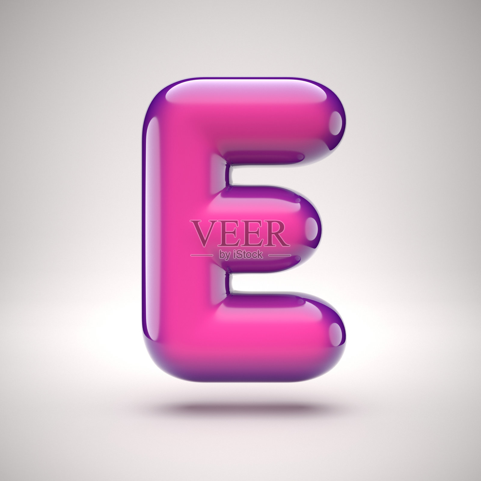 圆形粉色光泽字体3d渲染字母E设计元素图片