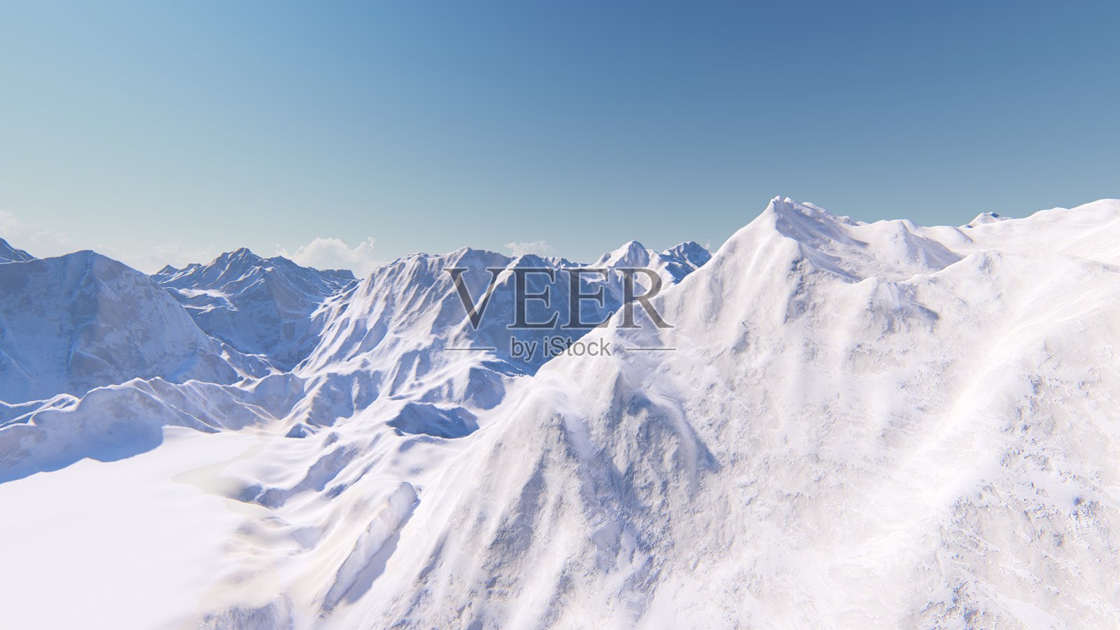 巨大的雪山3D渲染插画图片素材