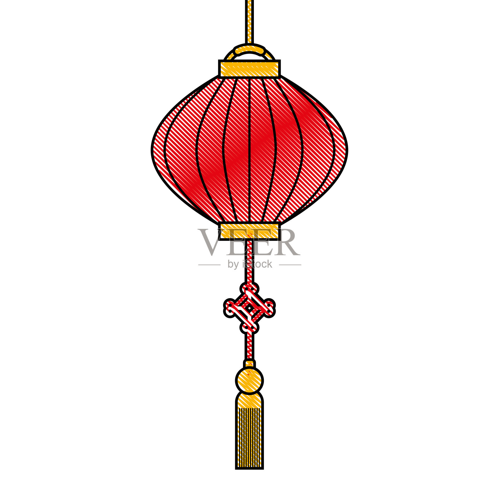 中国传统的平灯笼插画图片素材