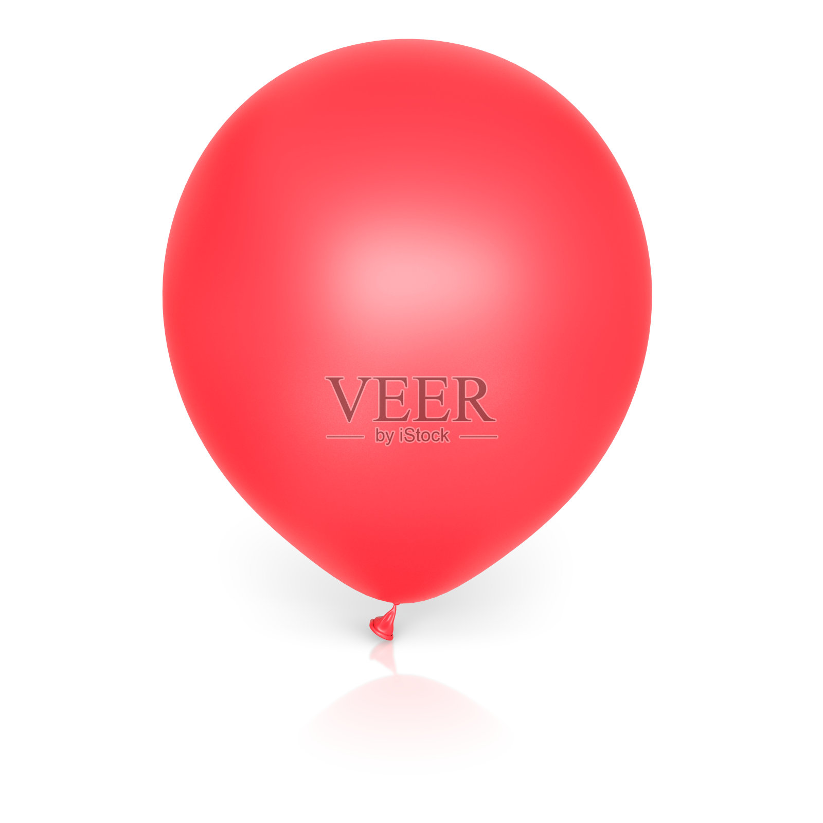 单个红色气球孤立在一个轻反射表面上设计元素图片