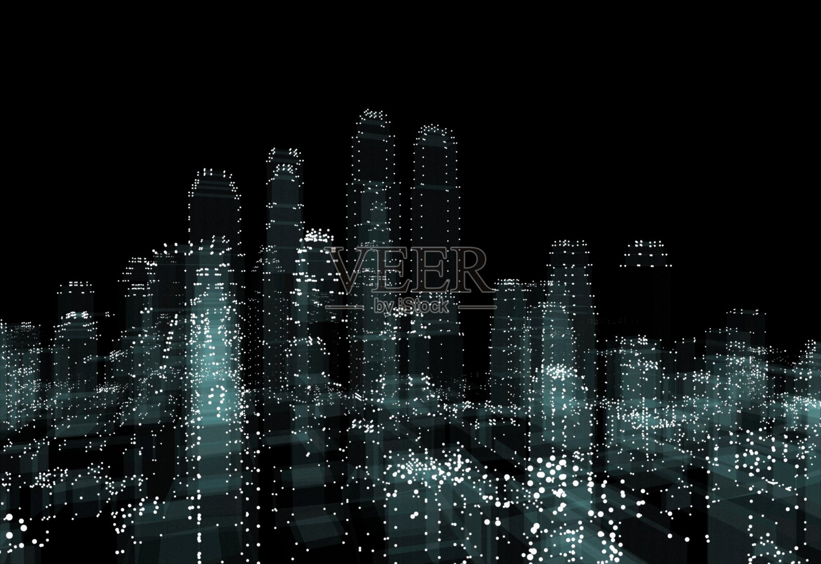 照亮城市的夜空插画图片素材
