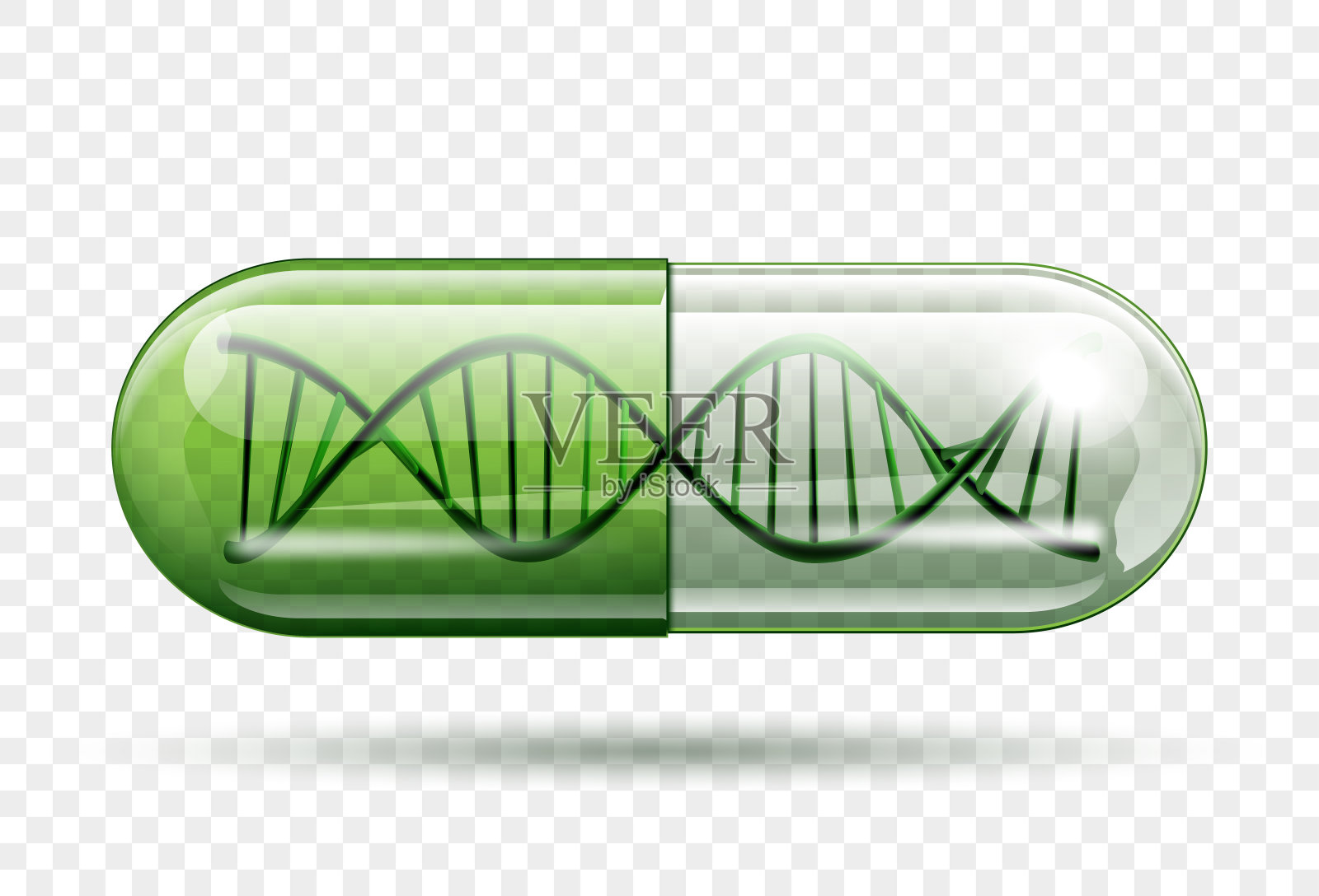 里面有DNA分子结构的医疗胶囊插画图片素材