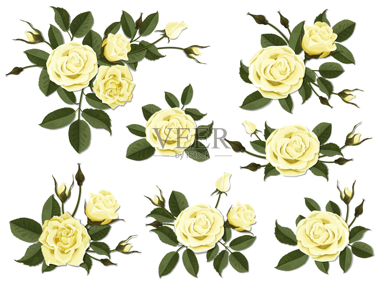 黄玫瑰胸花套装插画图片素材