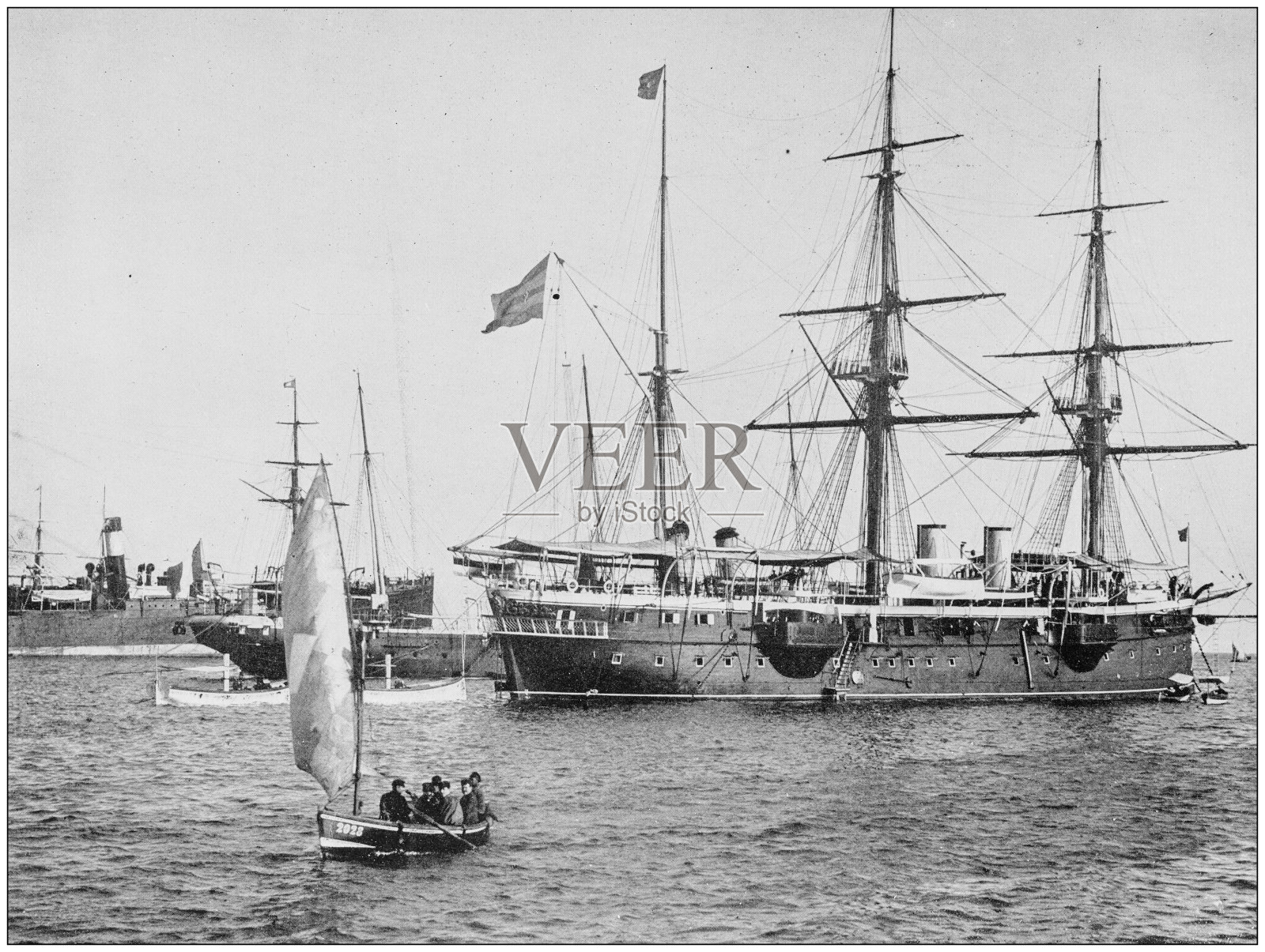 世界著名景点的古董照片:卡斯蒂利亚巡洋舰，巴塞罗那，西班牙照片摄影图片