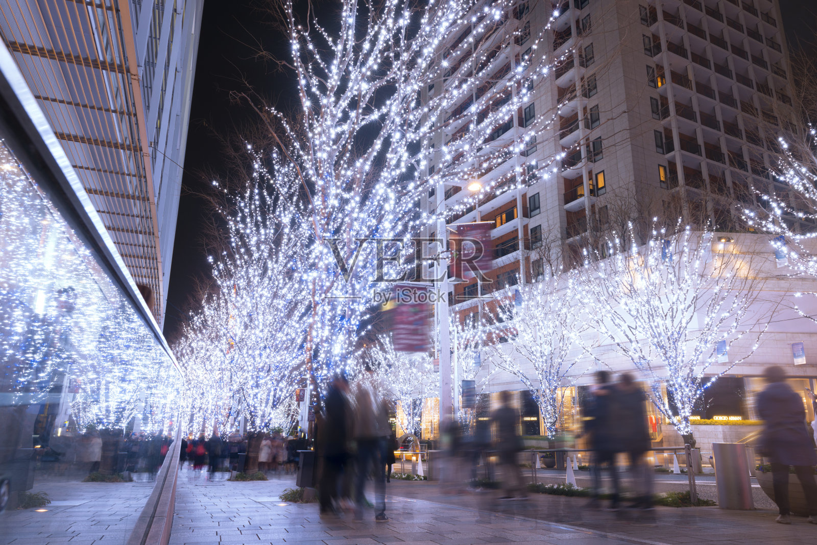 日本东京六本木Keyakizaka的圣诞彩灯照片摄影图片