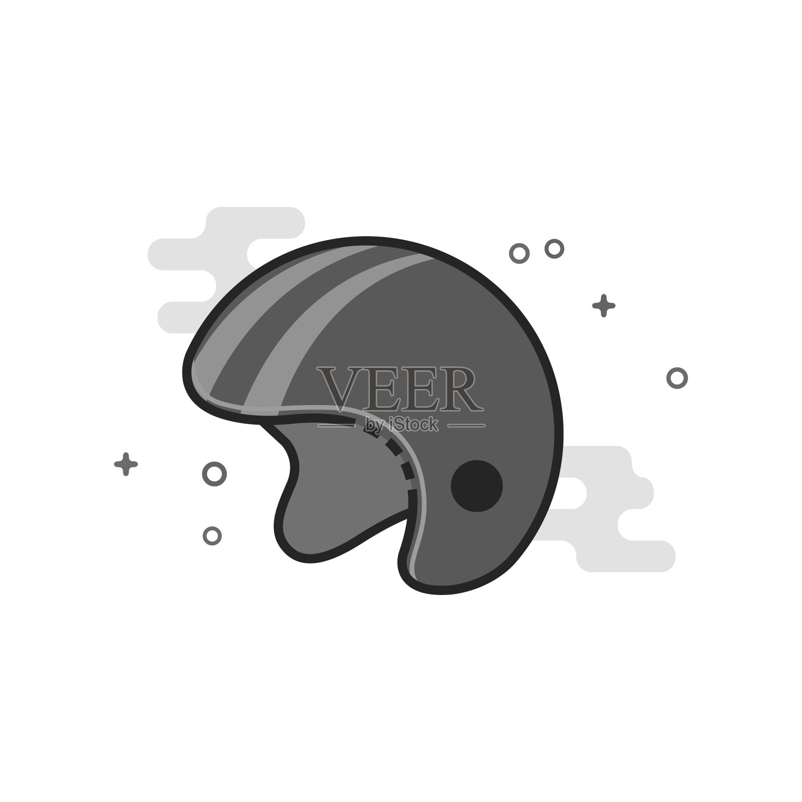 平坦的灰度图标-摩托车头盔插画图片素材