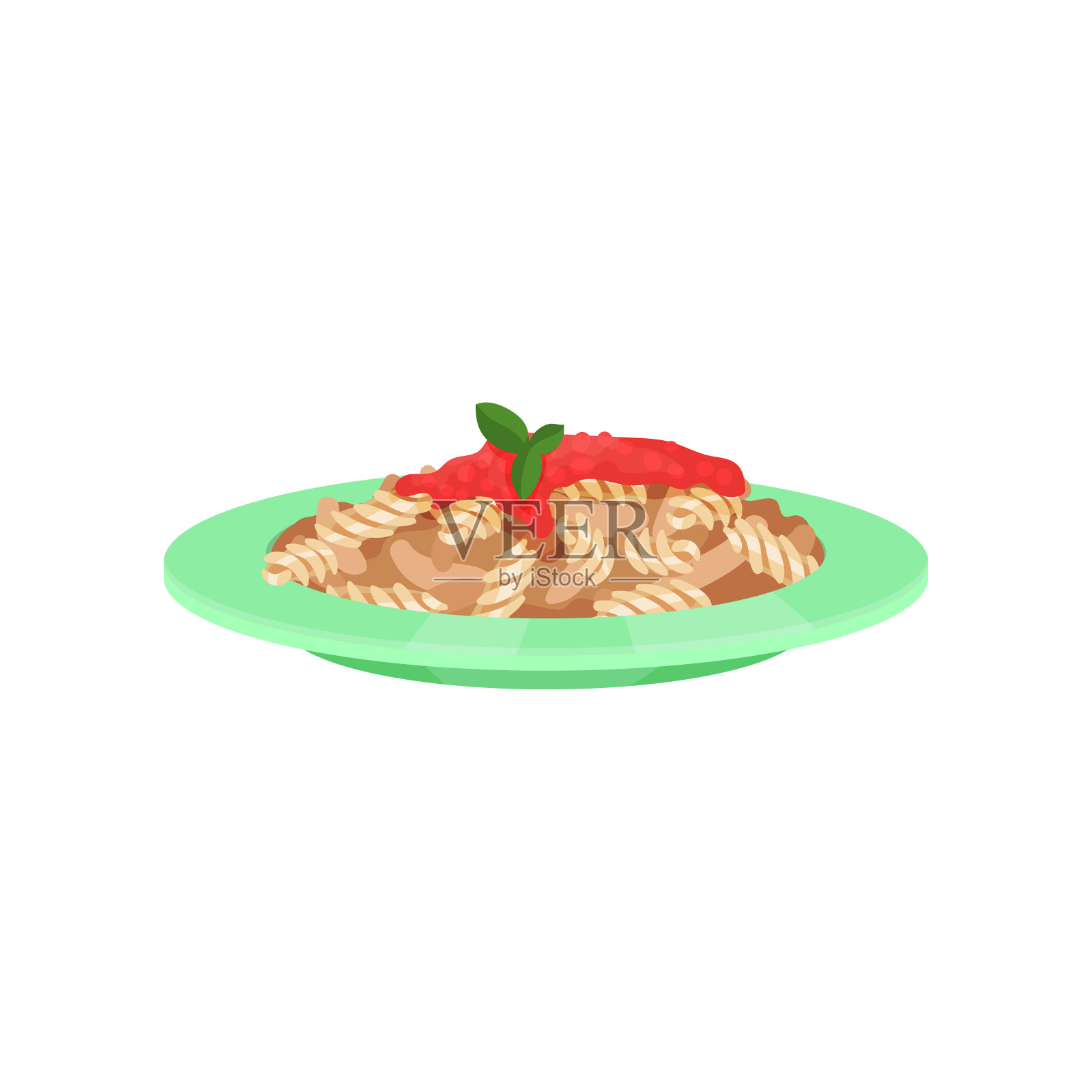意大利面食配酱汁烹制，意大利美食矢量插画插画图片素材