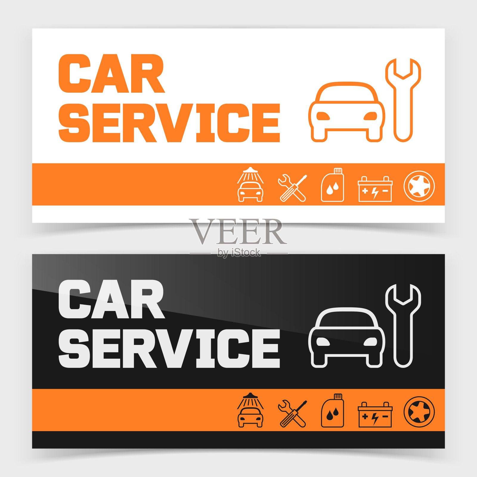 旗帜或传单设计与汽车服务图标插画图片素材