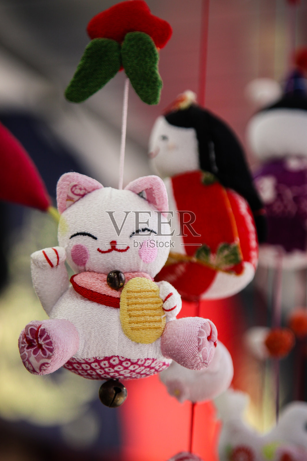 日本玩具猫雕像移动市场照片摄影图片