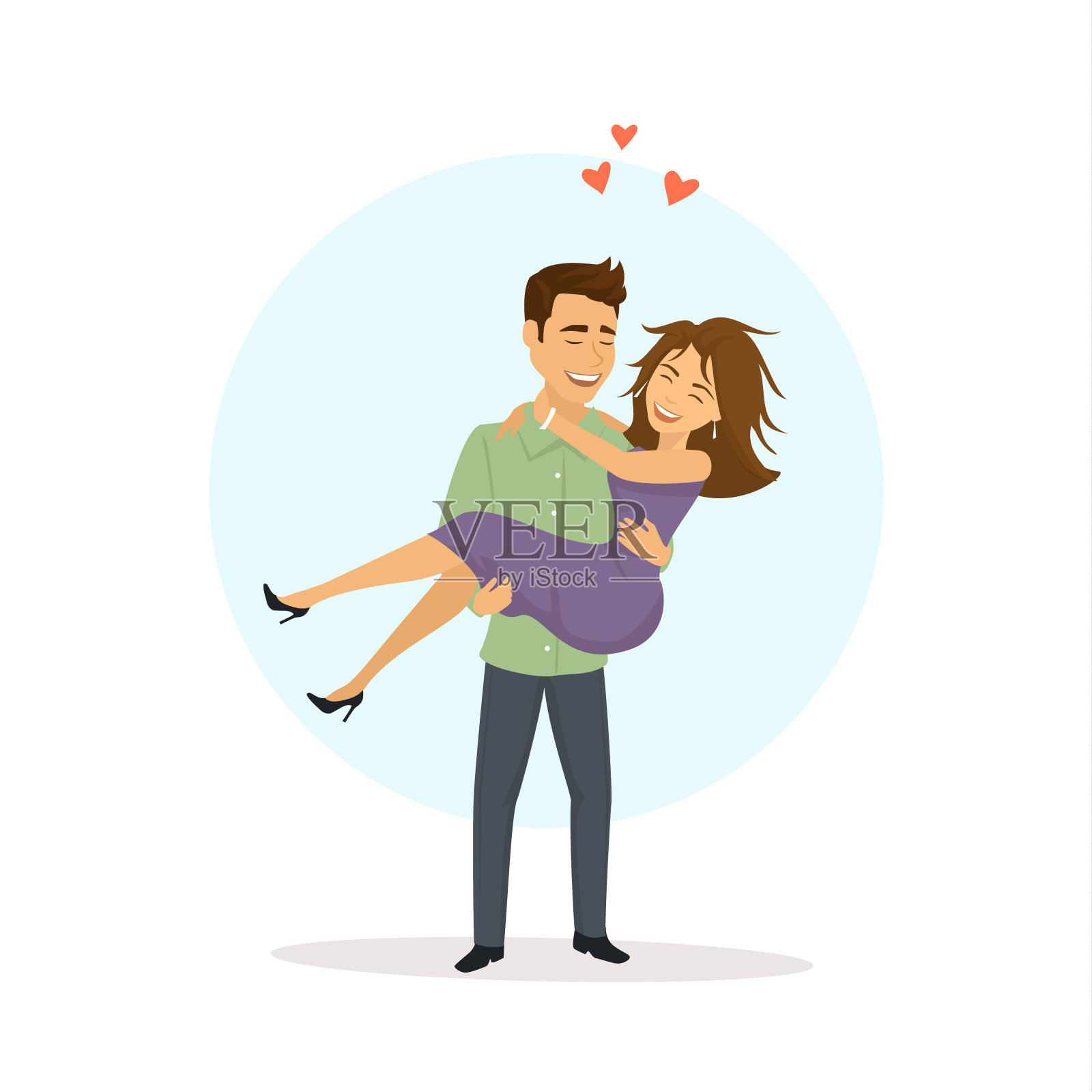 从后背抱男生的女生插图(情侣、男性、浪漫、爱心、拥抱、女性)韩漫插图_北极熊素材库