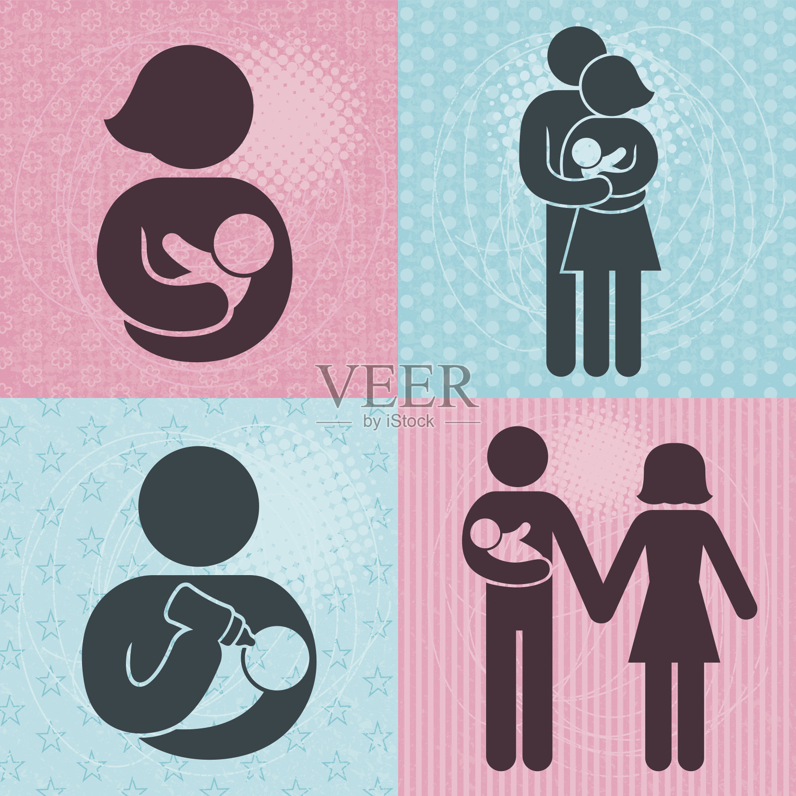 婴儿和父母的图标(家庭生活系列)插画图片素材