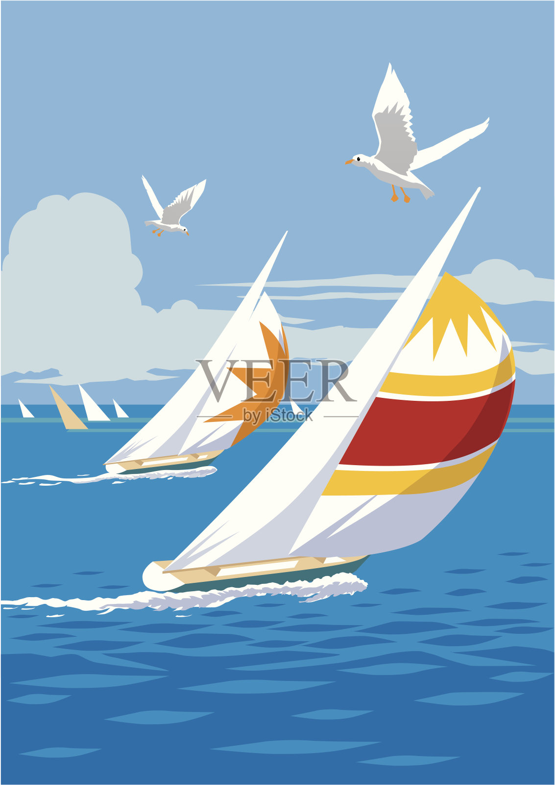 赛车游艇插画图片素材
