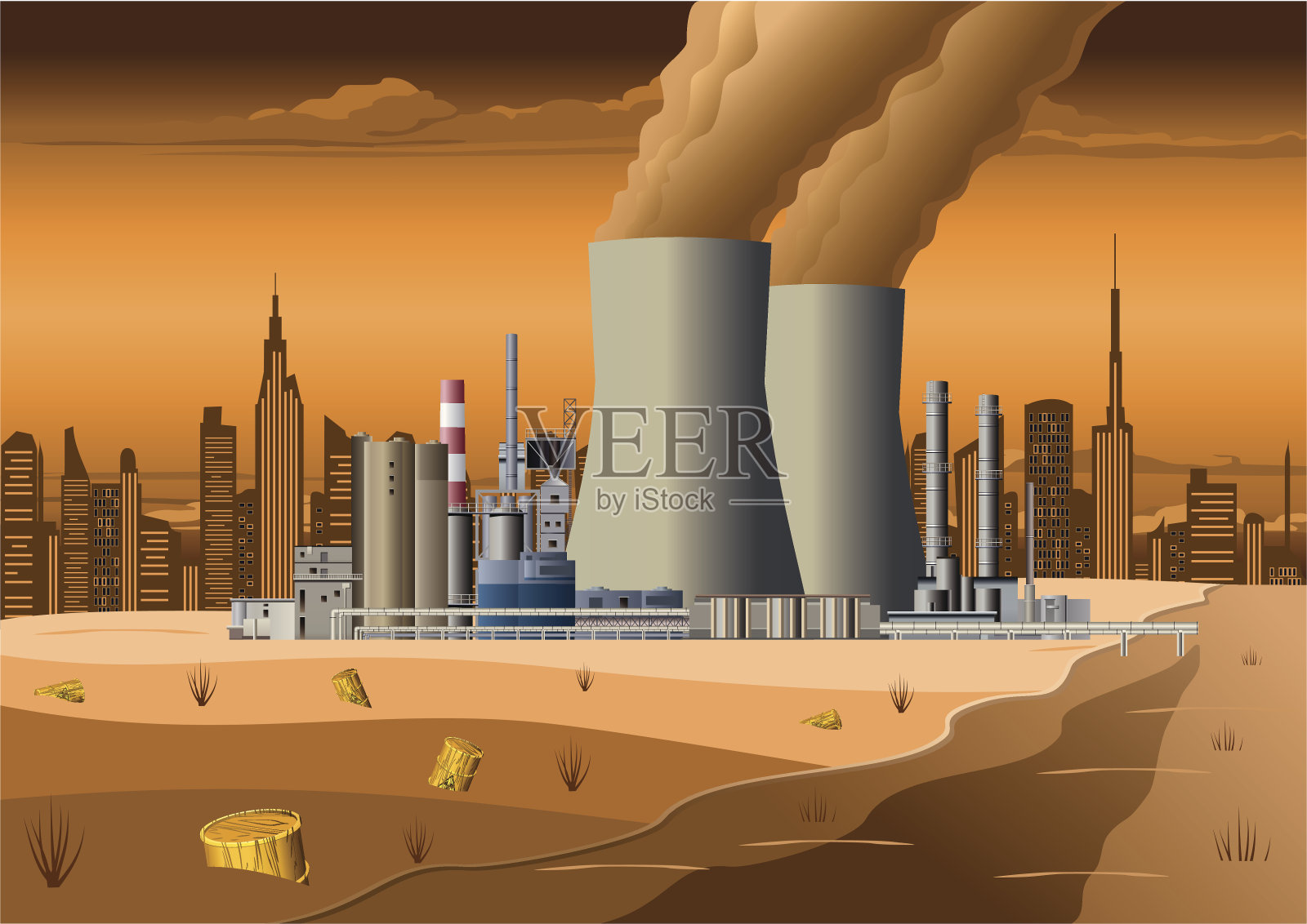 核电站插画图片素材