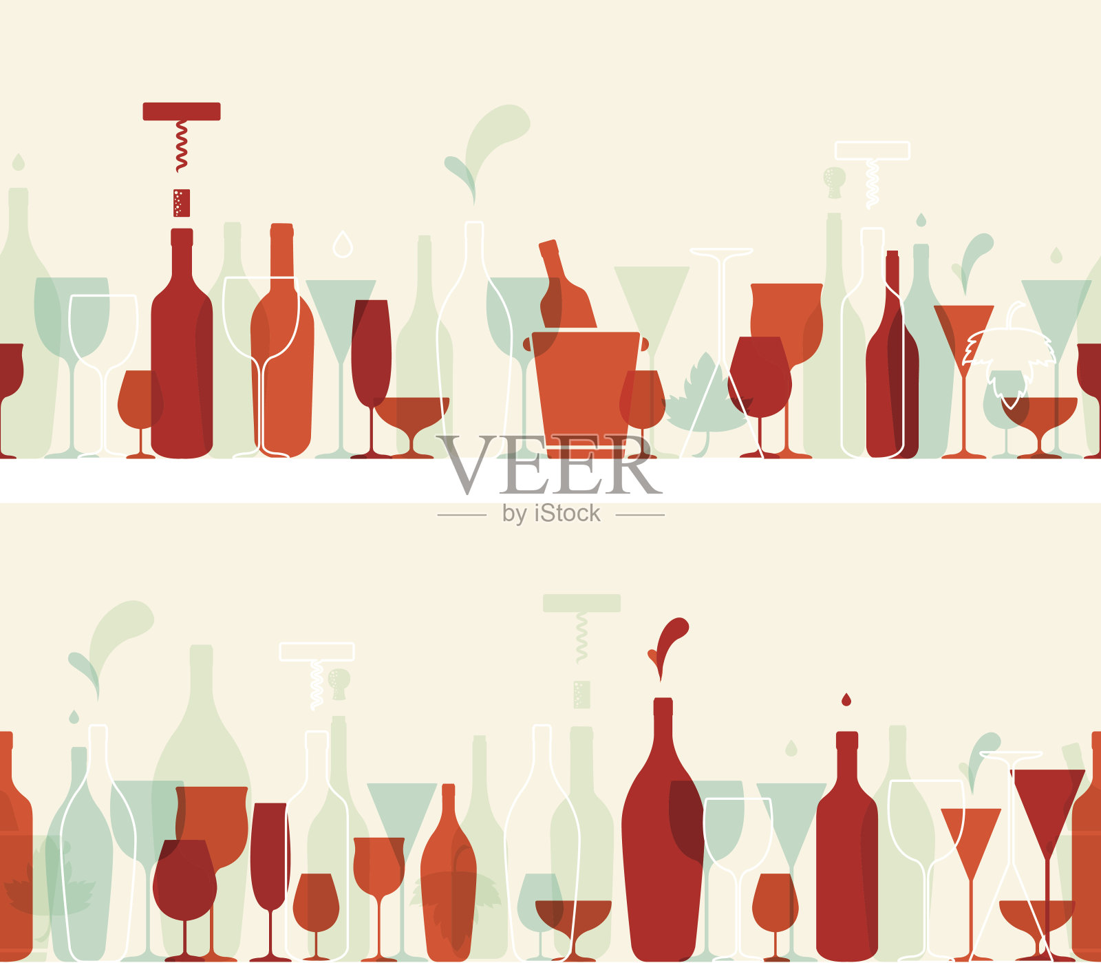 无缝葡萄酒横幅与复古的颜色插画图片素材
