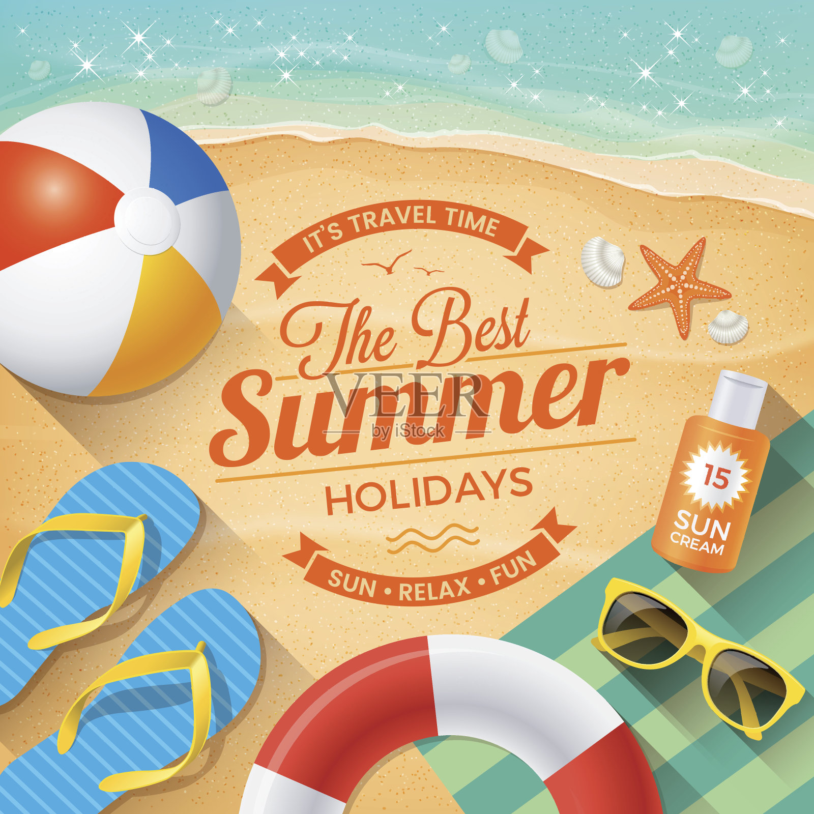 夏季背景与海滩夏季配件插画图片素材