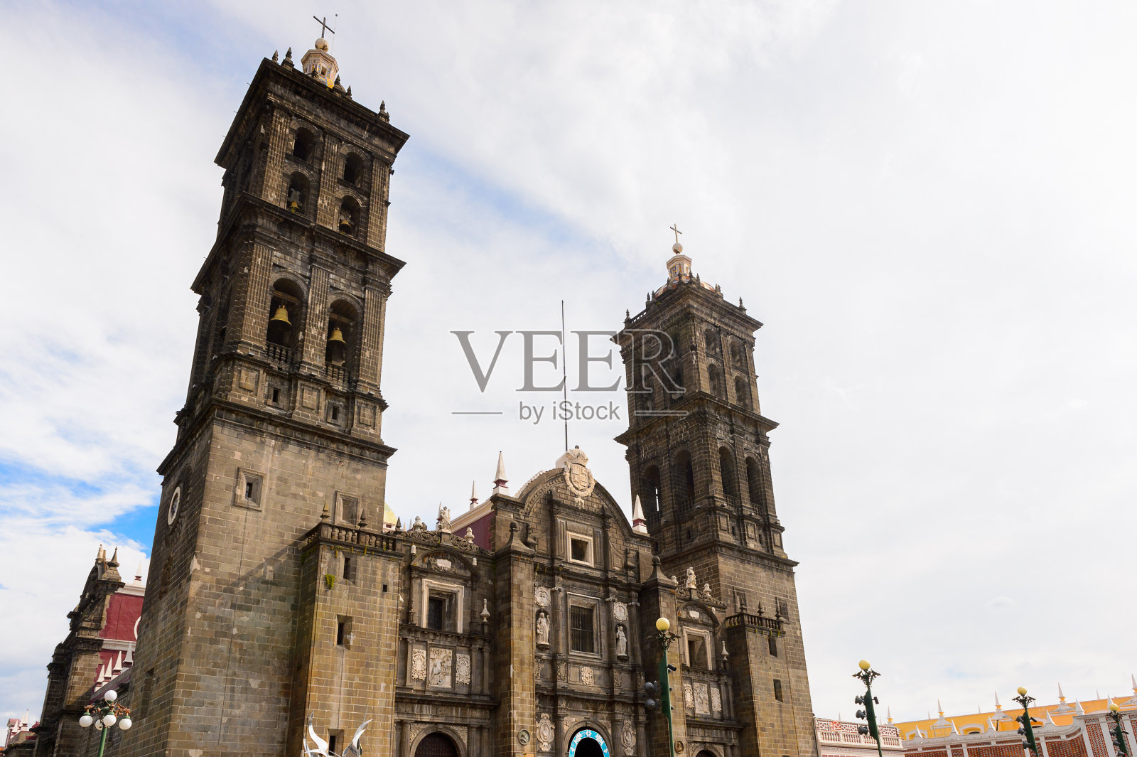 普埃布拉大教堂，墨西哥普埃布拉市的一座罗马天主教教堂。照片摄影图片