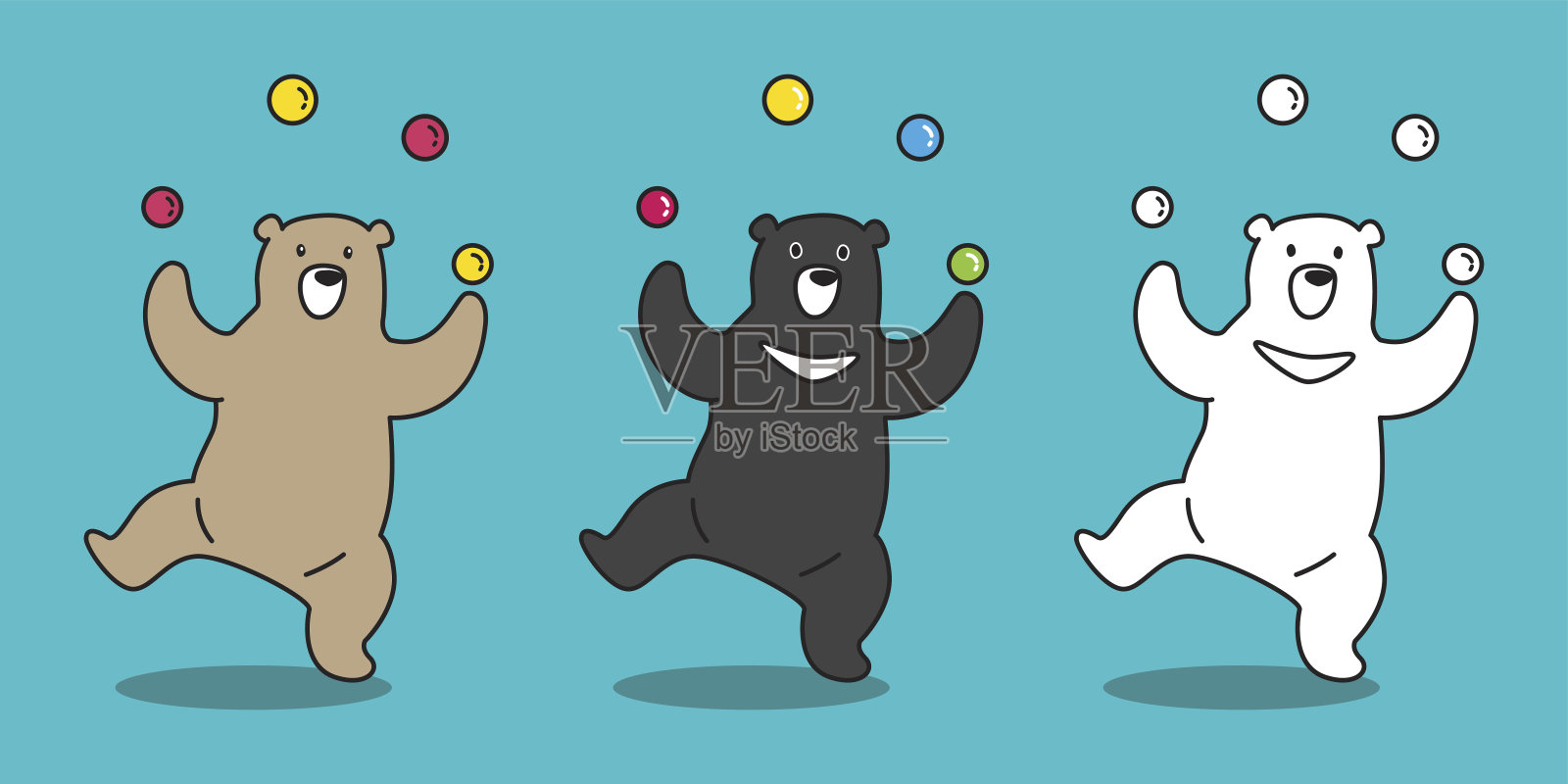 熊图标北极熊杂耍球插图插画图片素材