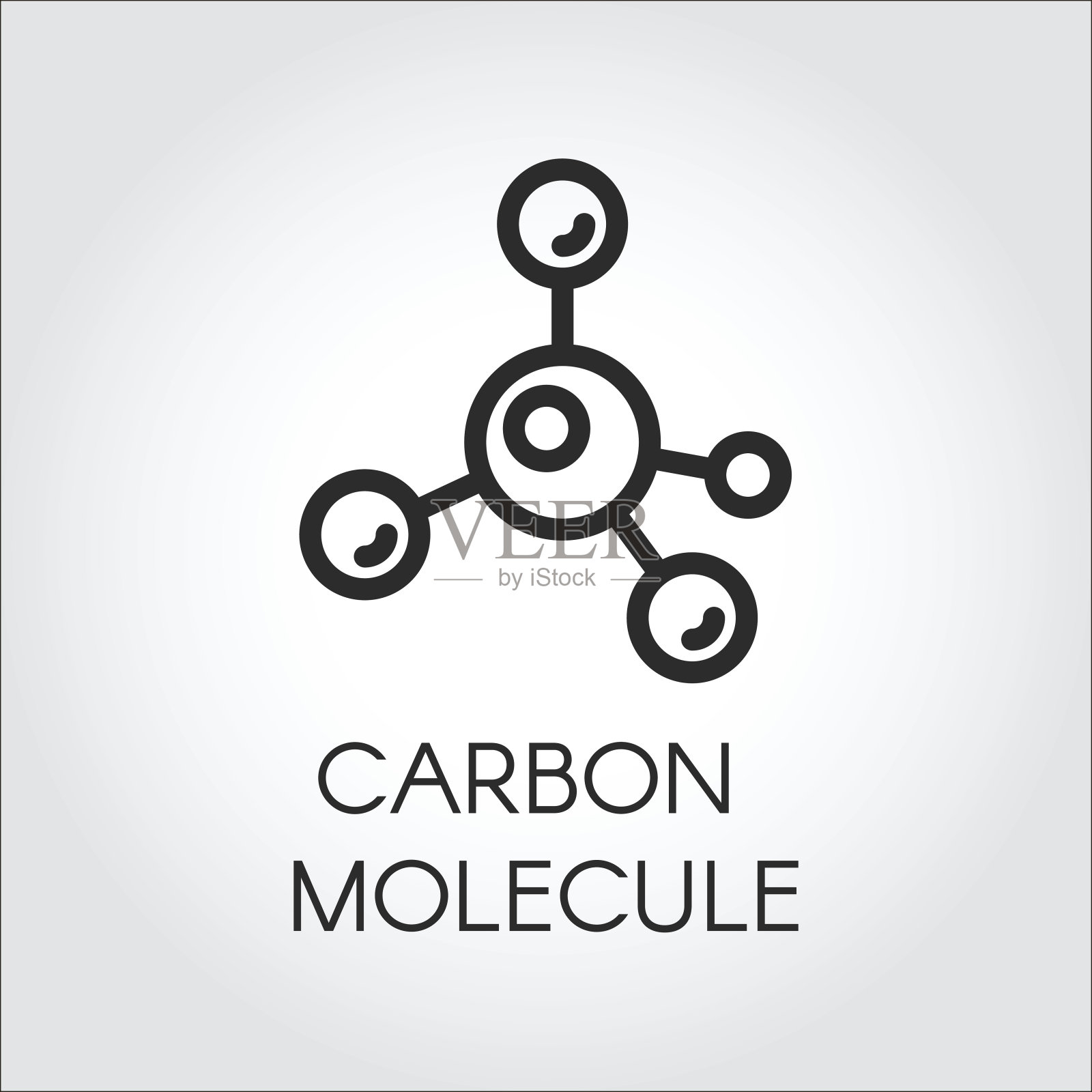 摘要碳分子的线性图标。化学结构简单轮廓标志。矢量图插画图片素材