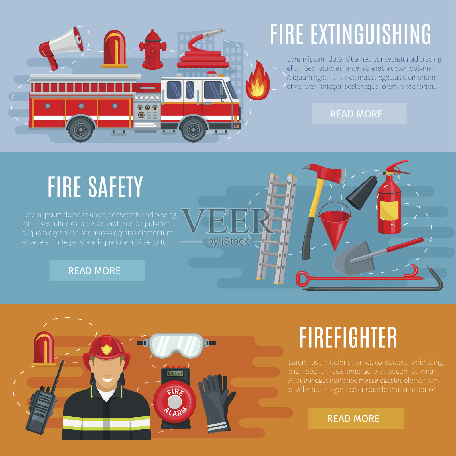 消防或消防安全矢量横幅插画图片素材