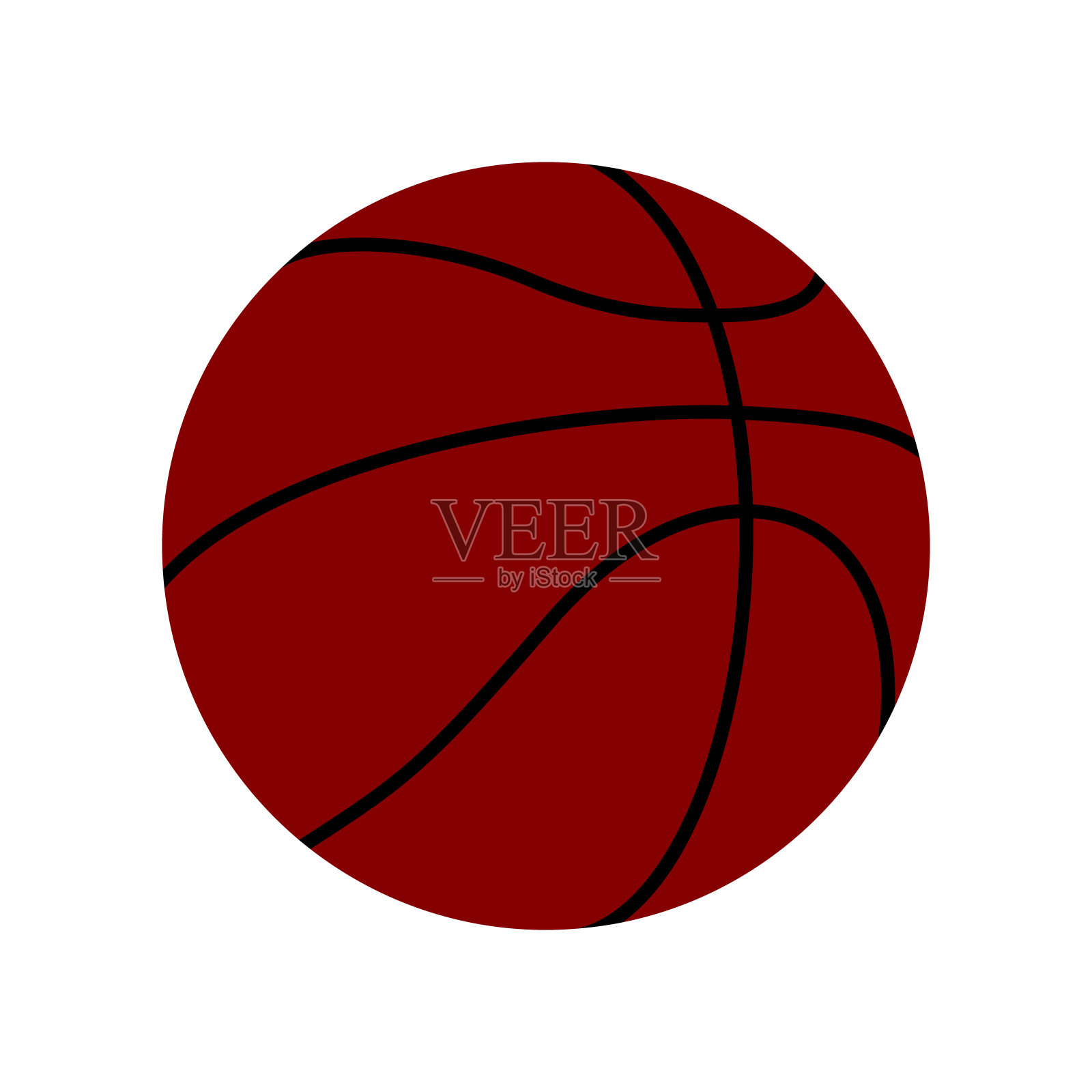 暗红色篮球图标孤立插画图片素材