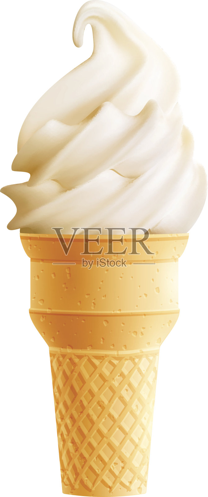 香草冰淇淋甜筒逼真的3d图标设计元素图片