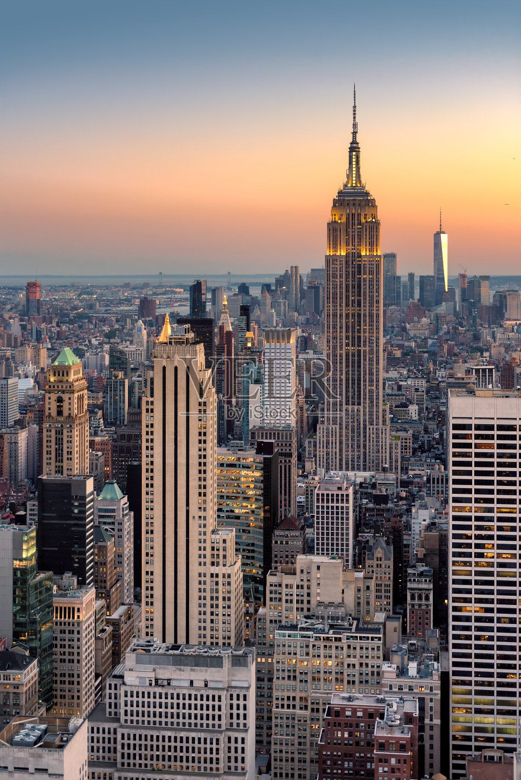 日落时分的纽约天际线照片摄影图片
