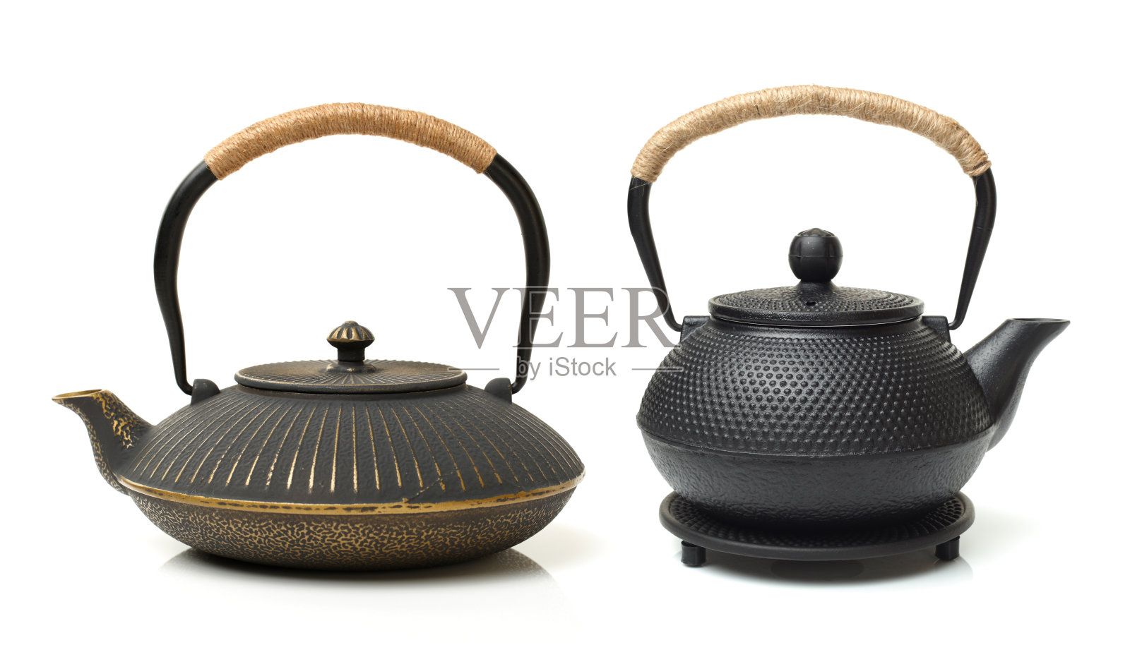 中国茶具与茶壶，孤立在白色照片摄影图片