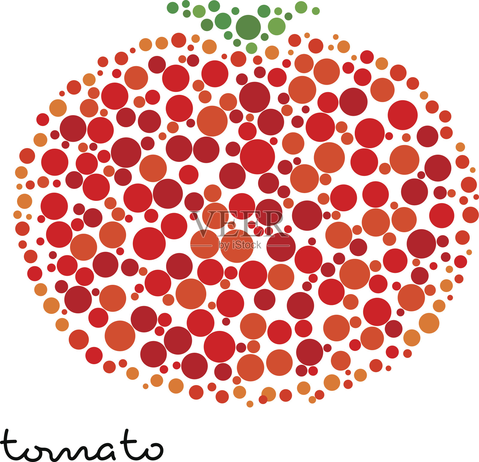 红色的番茄剪影由点构成插画图片素材
